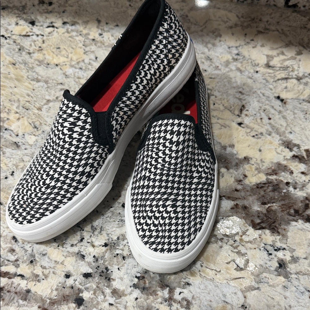 Keds Houndstooth Slip-On Canvas Sneakers - Black & White